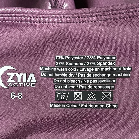 Zyia Active High Waist Shimmer Metallic Leggings Women’s Size 6-8 Plum Athletic - Picture 9 of 9
